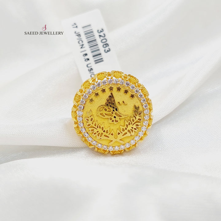 21K خاتم رشادي مرصع-مجوهرات الشيخ سعيد-Saeed Jewelry 