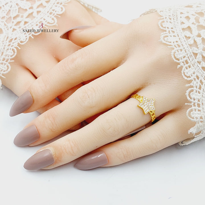 21K خاتم نجمة مرصع-مجوهرات الشيخ سعيد-Saeed Jewelry 