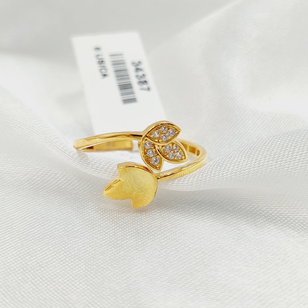 21K خاتم ورق الشجر مرصع-مجوهرات الشيخ سعيد-Saeed Jewelry 