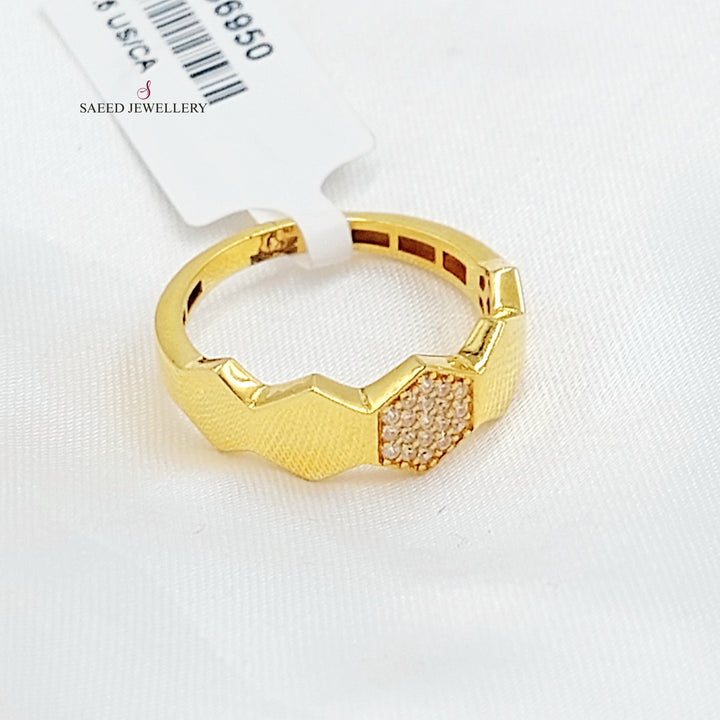 21K خاتم اكسترا مرصع-مجوهرات الشيخ سعيد-Saeed Jewelry 