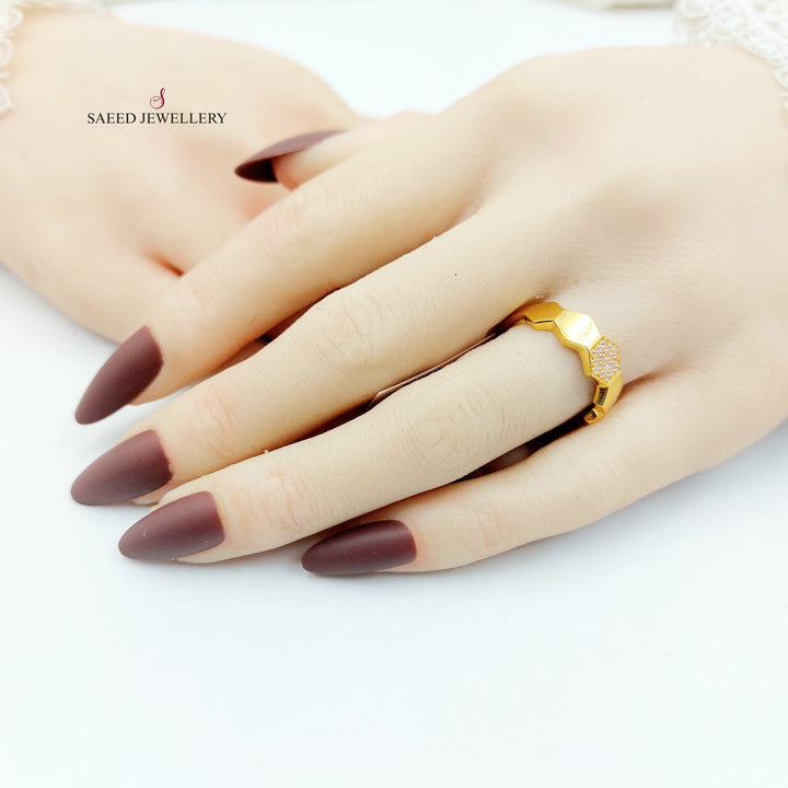 21K خاتم اكسترا مرصع-مجوهرات الشيخ سعيد-Saeed Jewelry 