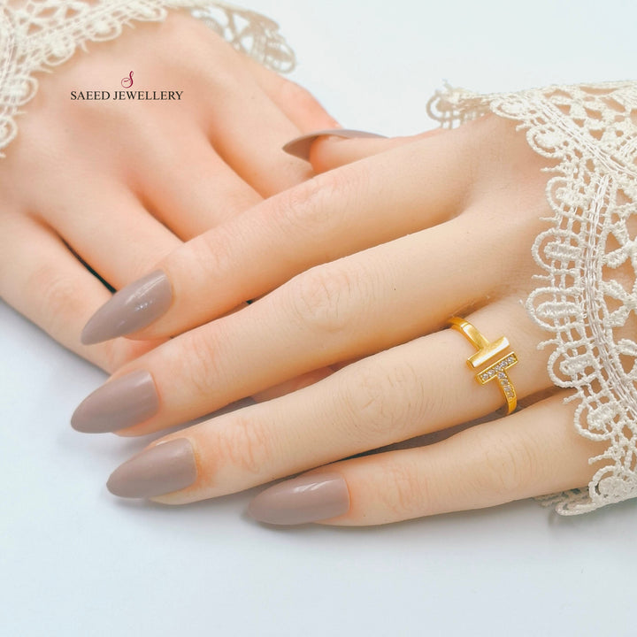 21K خاتم اكسترا مرصع-مجوهرات الشيخ سعيد-Saeed Jewelry 