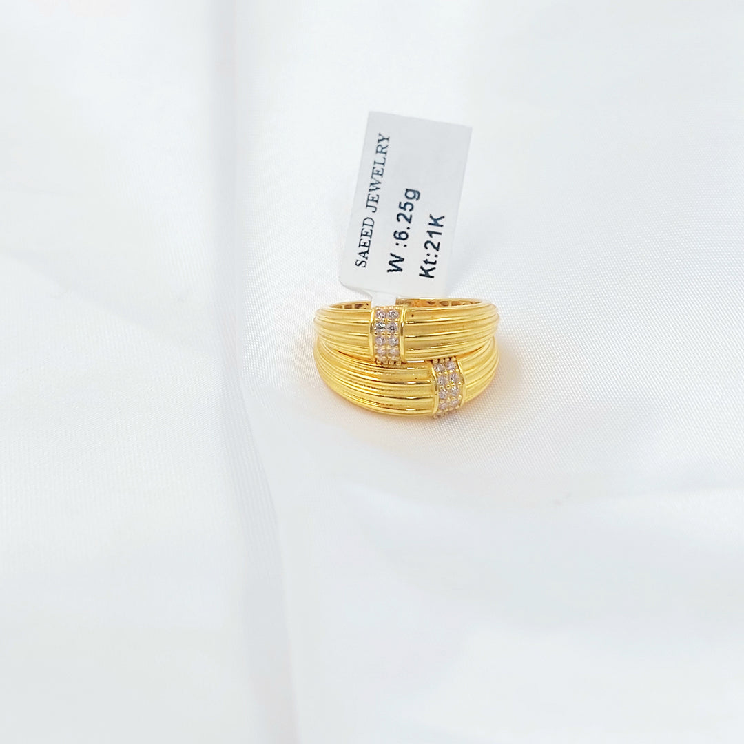 21K خاتم امواج مرصع-مجوهرات الشيخ سعيد-Saeed Jewelry 