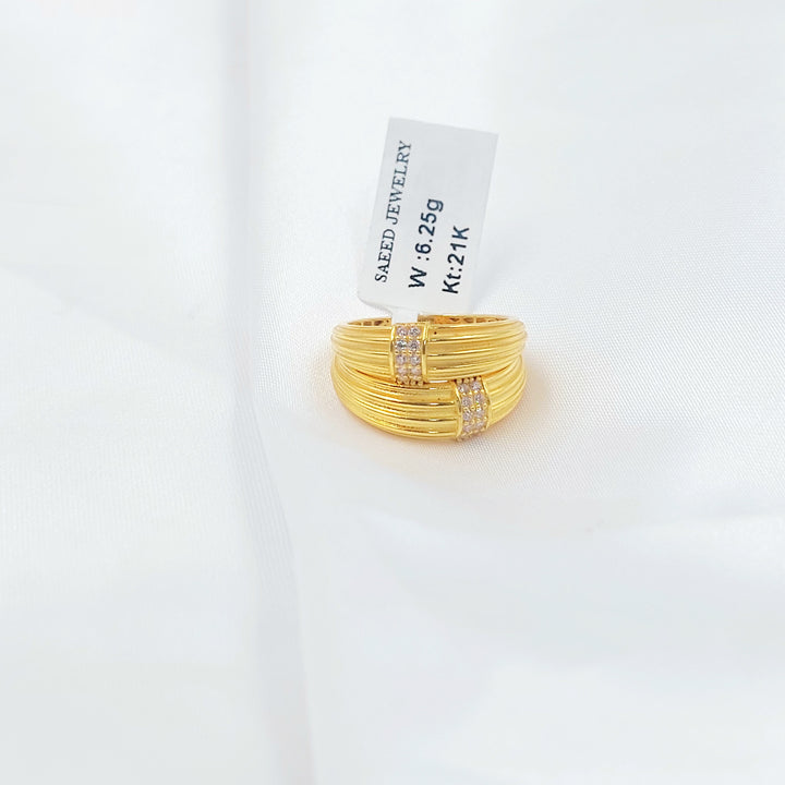 21K خاتم امواج مرصع-مجوهرات الشيخ سعيد-Saeed Jewelry 