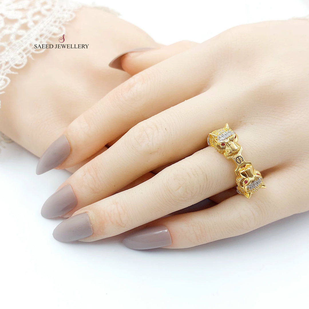 21K خاتم تايجر مرصع-مجوهرات الشيخ سعيد-Saeed Jewelry 