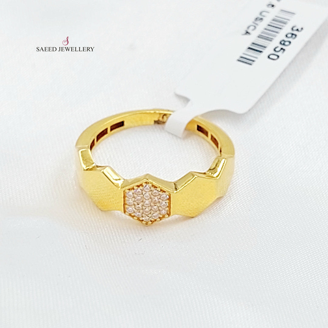 21K خاتم اكسترا مرصع-مجوهرات الشيخ سعيد-Saeed Jewelry 
