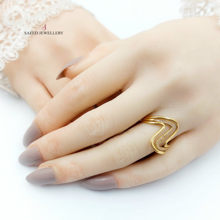 21K خاتم اكسترا مرصع-مجوهرات الشيخ سعيد-Saeed Jewelry 