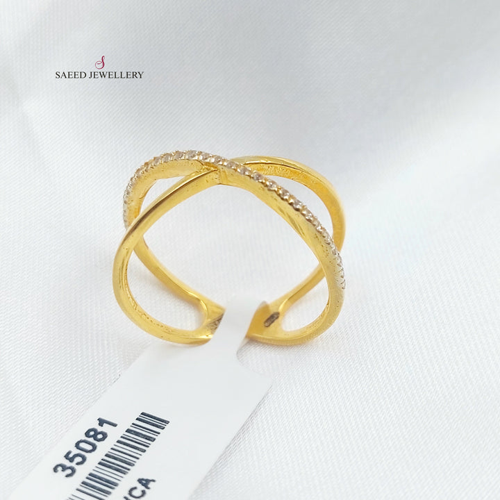 21K خاتم اكس مرصع-مجوهرات الشيخ سعيد-Saeed Jewelry 