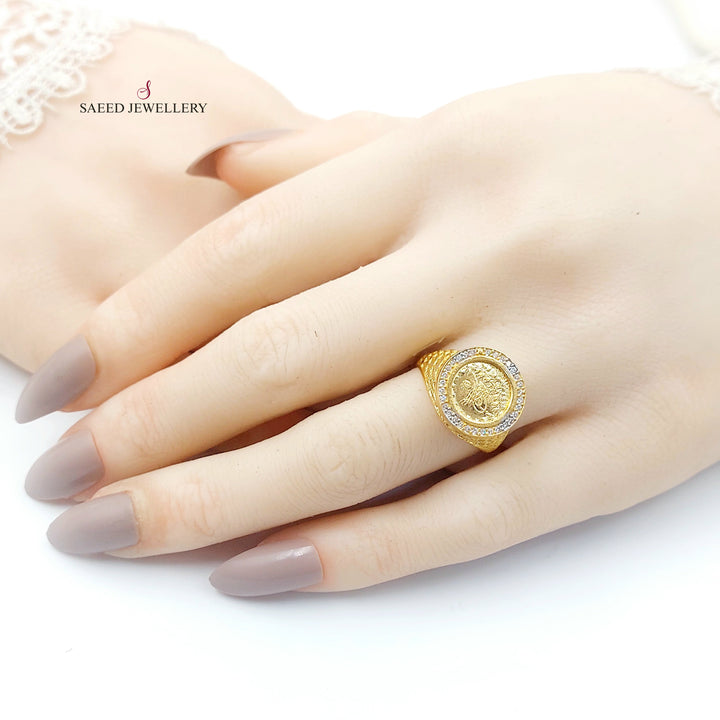 21K خاتم رشادي مرصع-مجوهرات الشيخ سعيد-Saeed Jewelry 