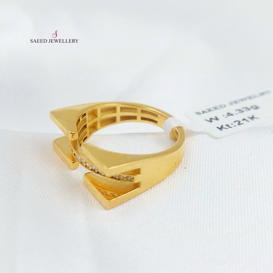 21K خاتم اكسترا مرصع-مجوهرات الشيخ سعيد-Saeed Jewelry 