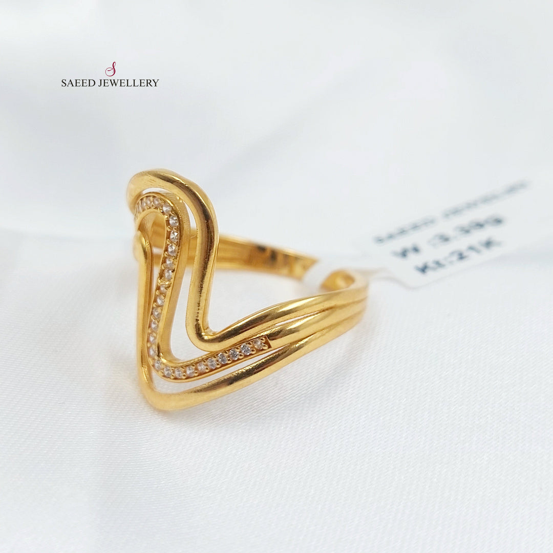 21K خاتم اكسترا مرصع-مجوهرات الشيخ سعيد-Saeed Jewelry 