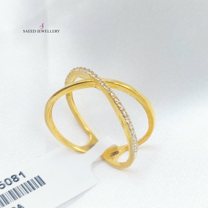 21K خاتم اكس مرصع-مجوهرات الشيخ سعيد-Saeed Jewelry 