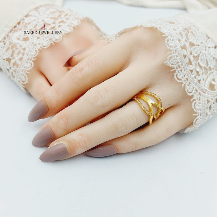 21K خاتم اكس مرصع-مجوهرات الشيخ سعيد-Saeed Jewelry 