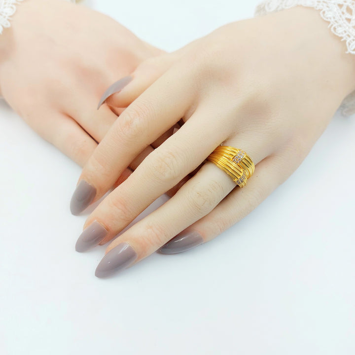 21K خاتم امواج مرصع-مجوهرات الشيخ سعيد-Saeed Jewelry 