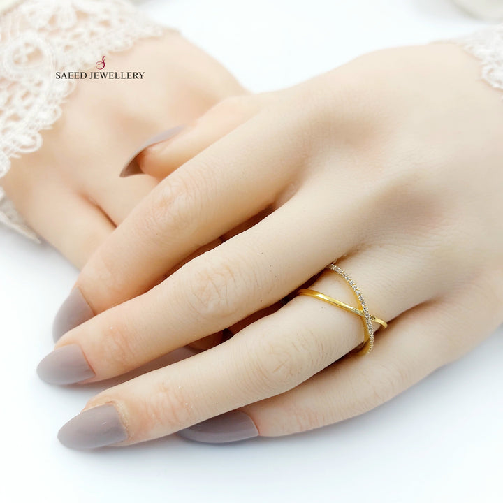 21K خاتم اكس مرصع-مجوهرات الشيخ سعيد-Saeed Jewelry 