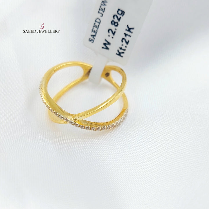 21K خاتم اكس مرصع-مجوهرات الشيخ سعيد-Saeed Jewelry 