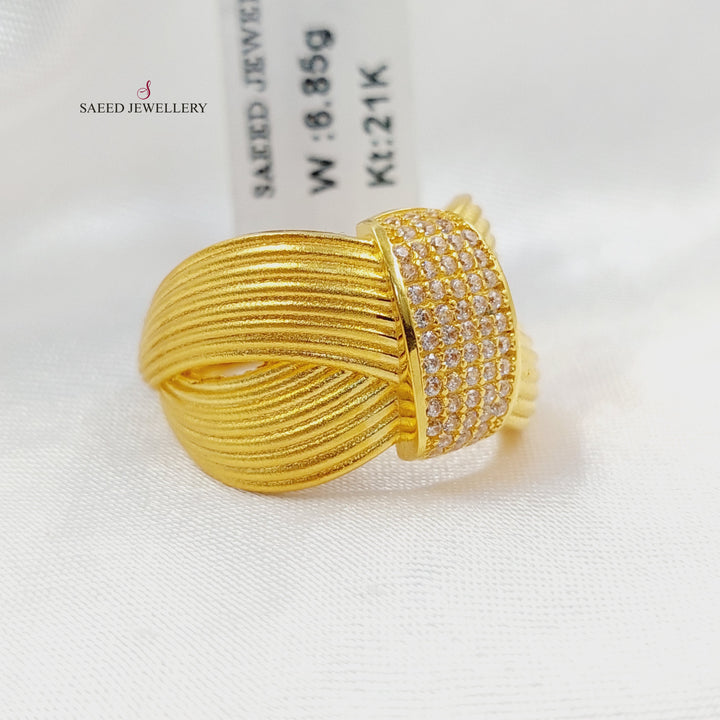 21K خاتم شكلة مرصع-مجوهرات الشيخ سعيد-Saeed Jewelry 