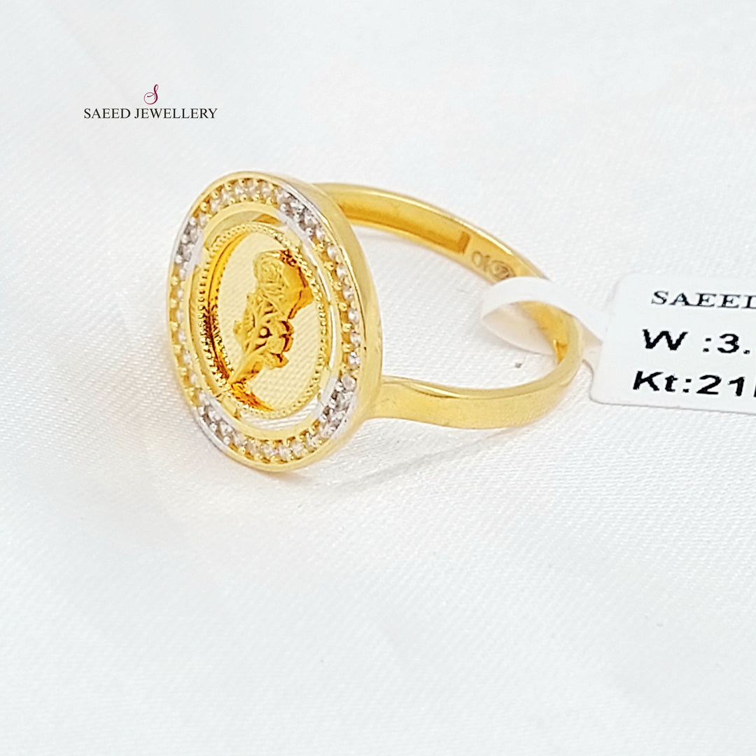 21K خاتم اونصه مرصع-مجوهرات الشيخ سعيد-Saeed Jewelry 