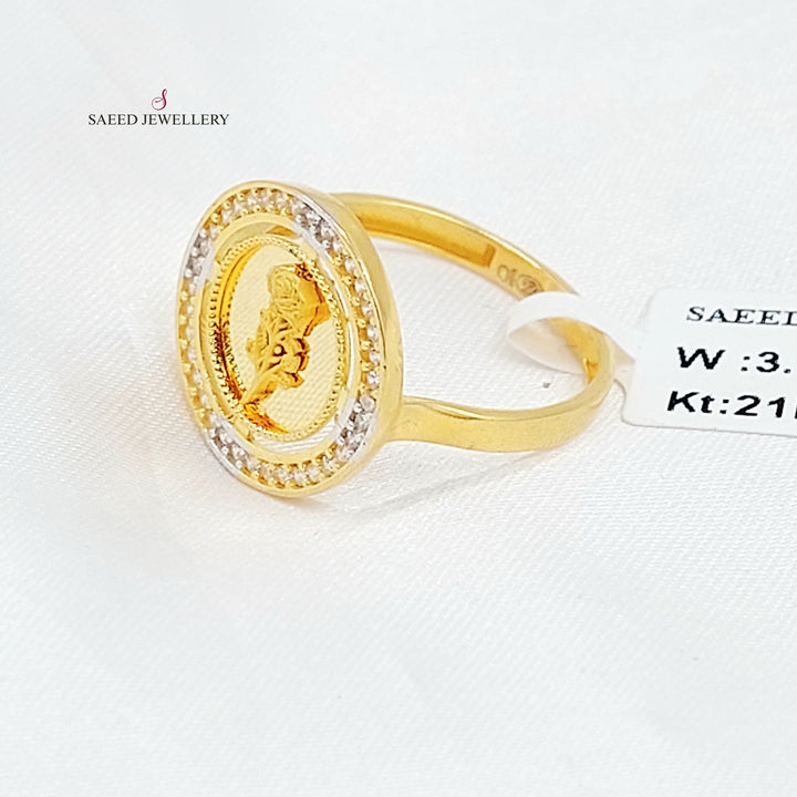 21K خاتم اونصه مرصع-مجوهرات الشيخ سعيد-Saeed Jewelry 