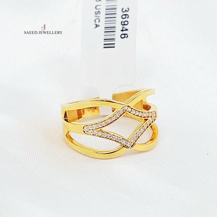 21K خاتم دمعة مرصع-مجوهرات الشيخ سعيد-Saeed Jewelry 