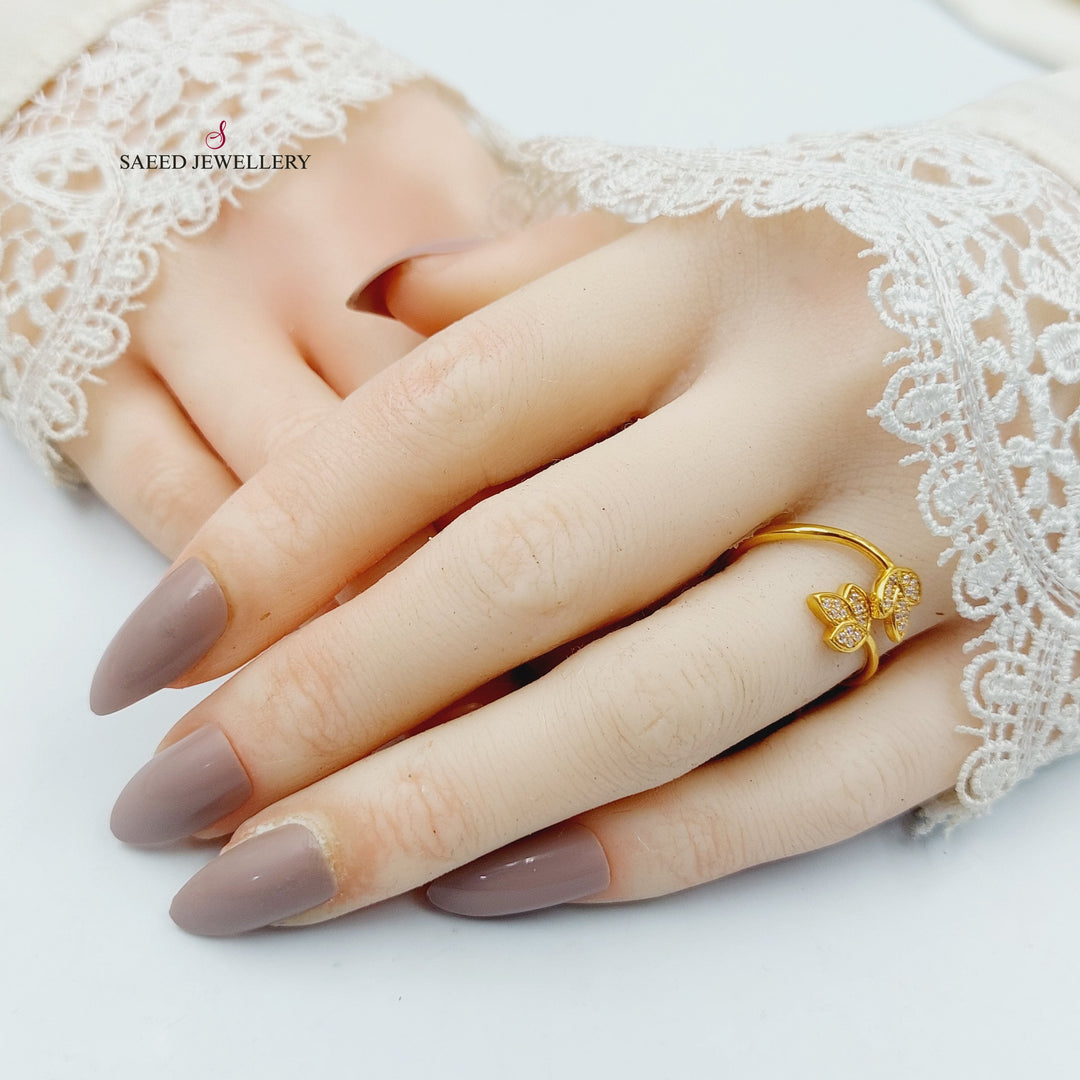 21K خاتم ورق الشجر مرصع-مجوهرات الشيخ سعيد-Saeed Jewelry 