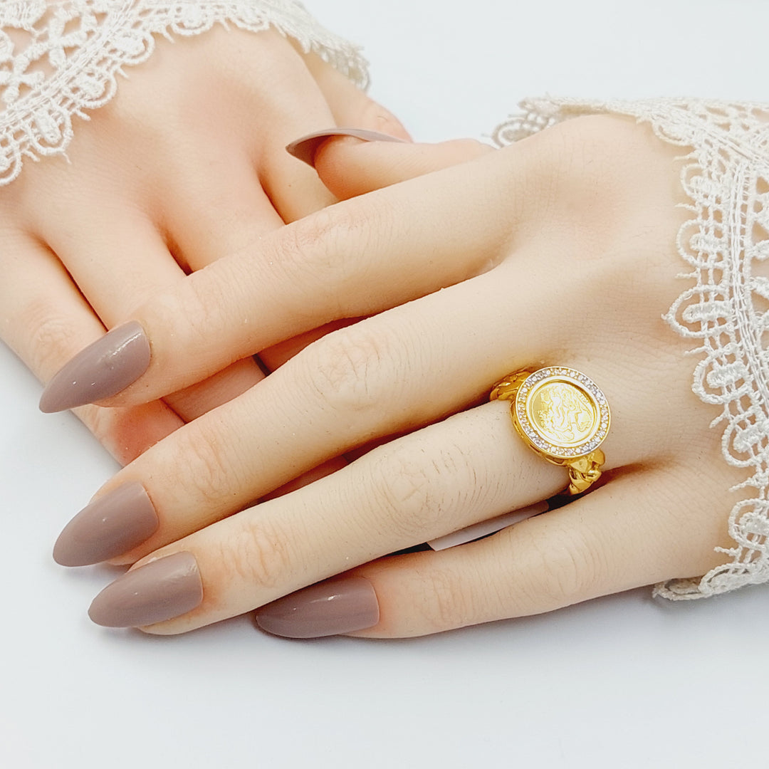 21K خاتم انجليزي مرصع-مجوهرات الشيخ سعيد-Saeed Jewelry 
