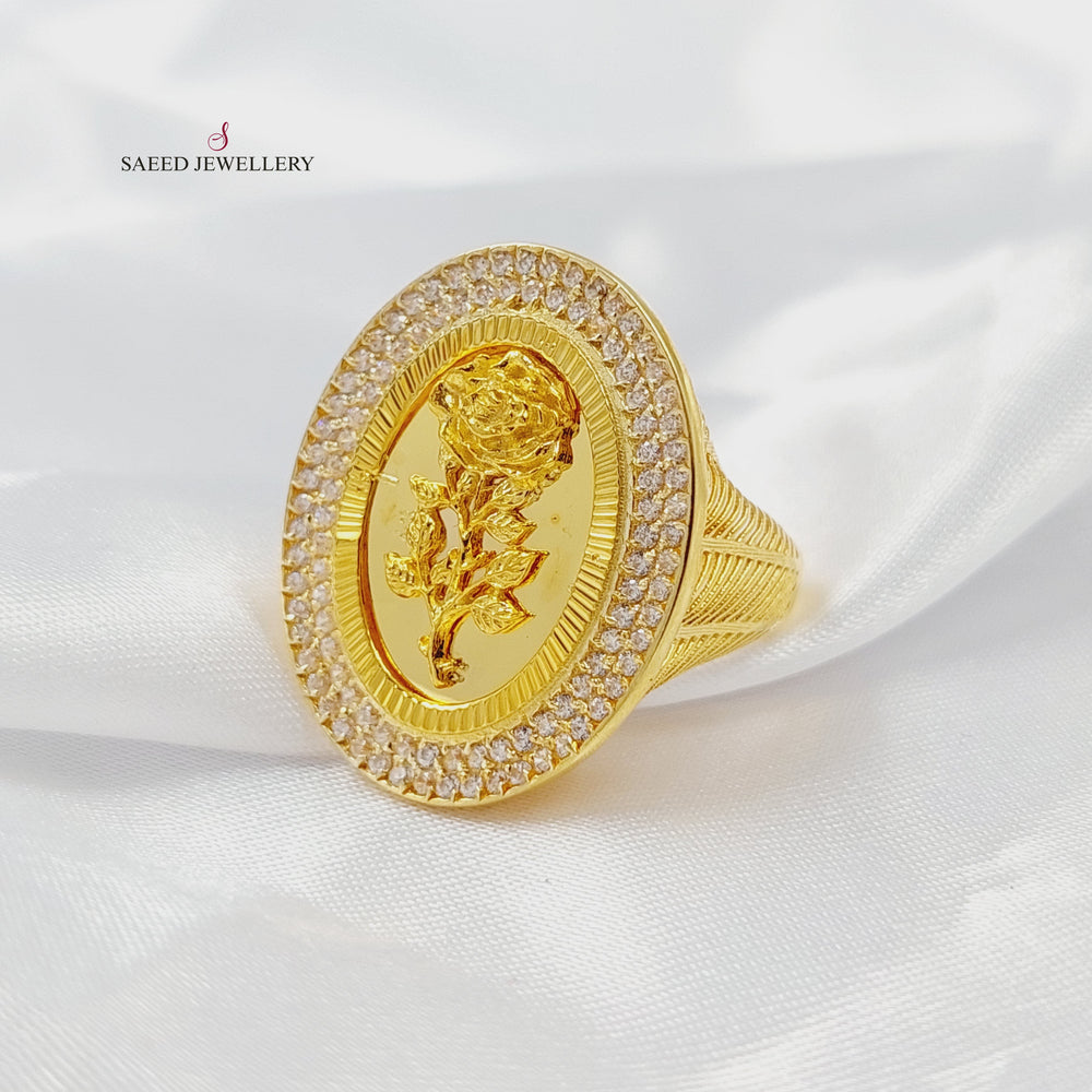 21K خاتم اونصه مرصع-مجوهرات الشيخ سعيد-Saeed Jewelry 