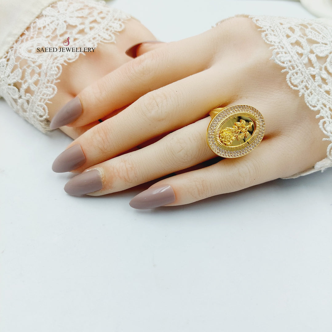 21K خاتم اونصه مرصع-مجوهرات الشيخ سعيد-Saeed Jewelry 