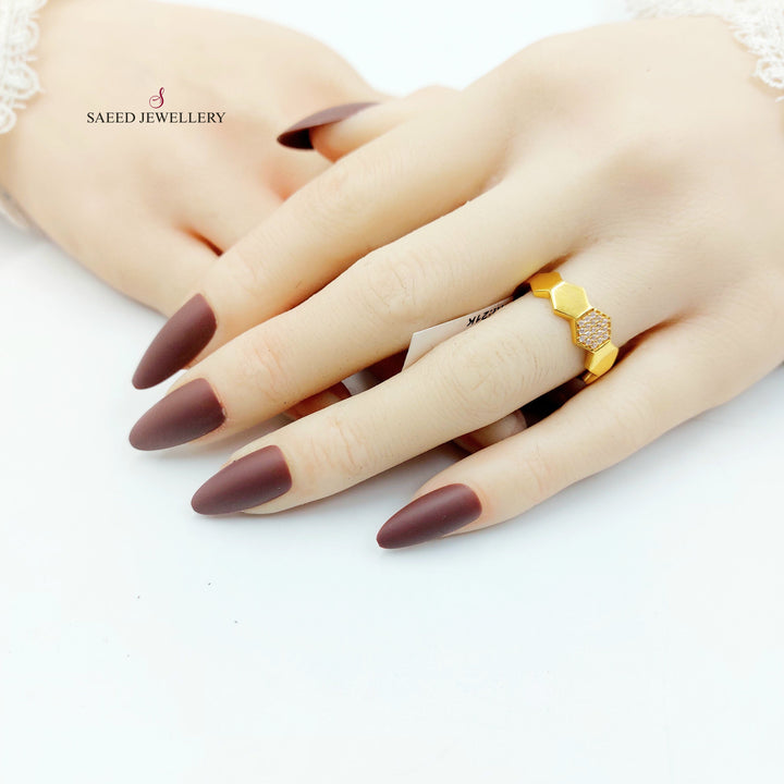 21K خاتم اكسترا مرصع-مجوهرات الشيخ سعيد-Saeed Jewelry 