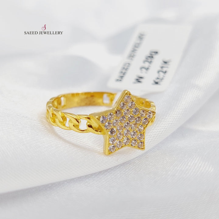 21K خاتم نجمة مرصع-مجوهرات الشيخ سعيد-Saeed Jewelry 