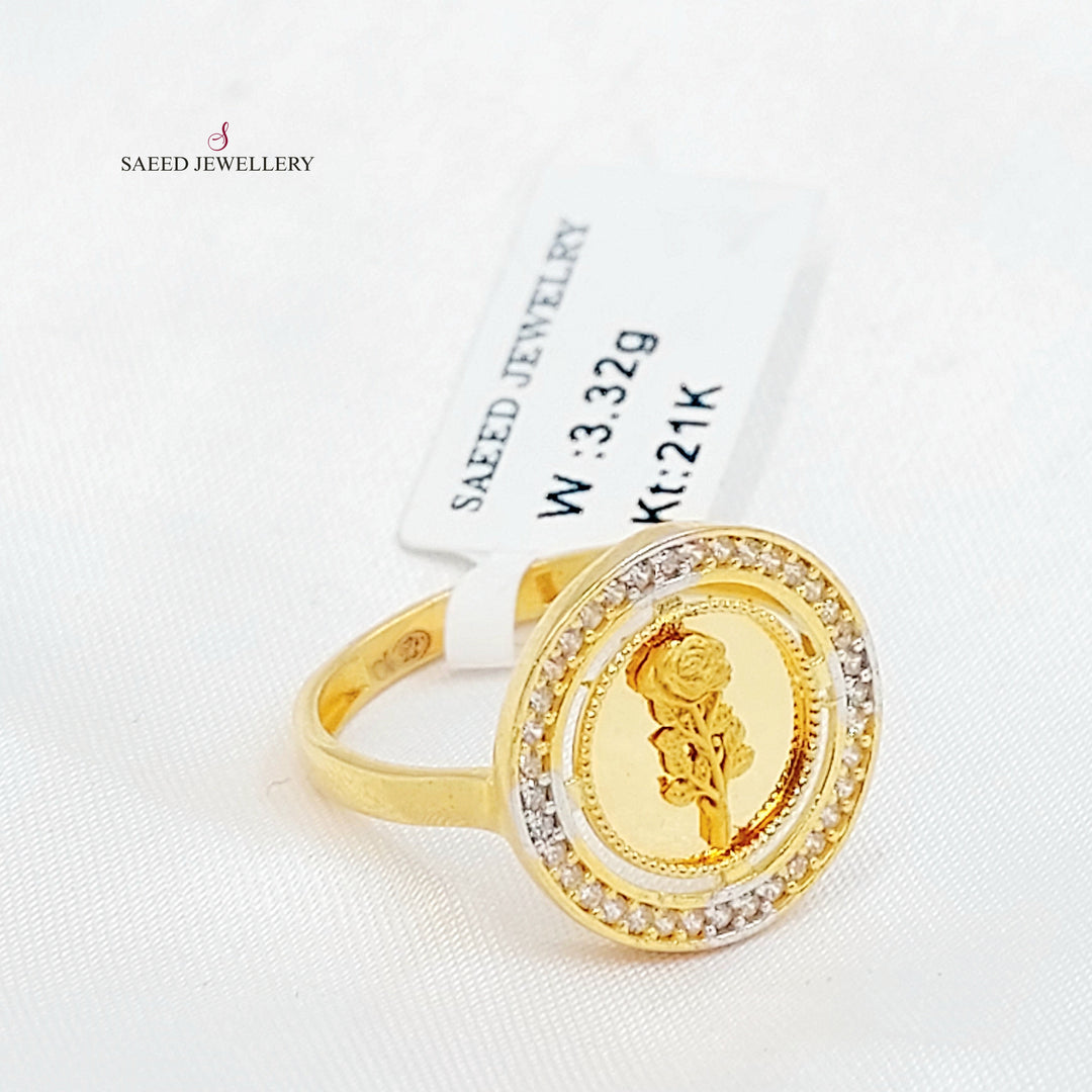 21K خاتم اونصه مرصع-مجوهرات الشيخ سعيد-Saeed Jewelry 