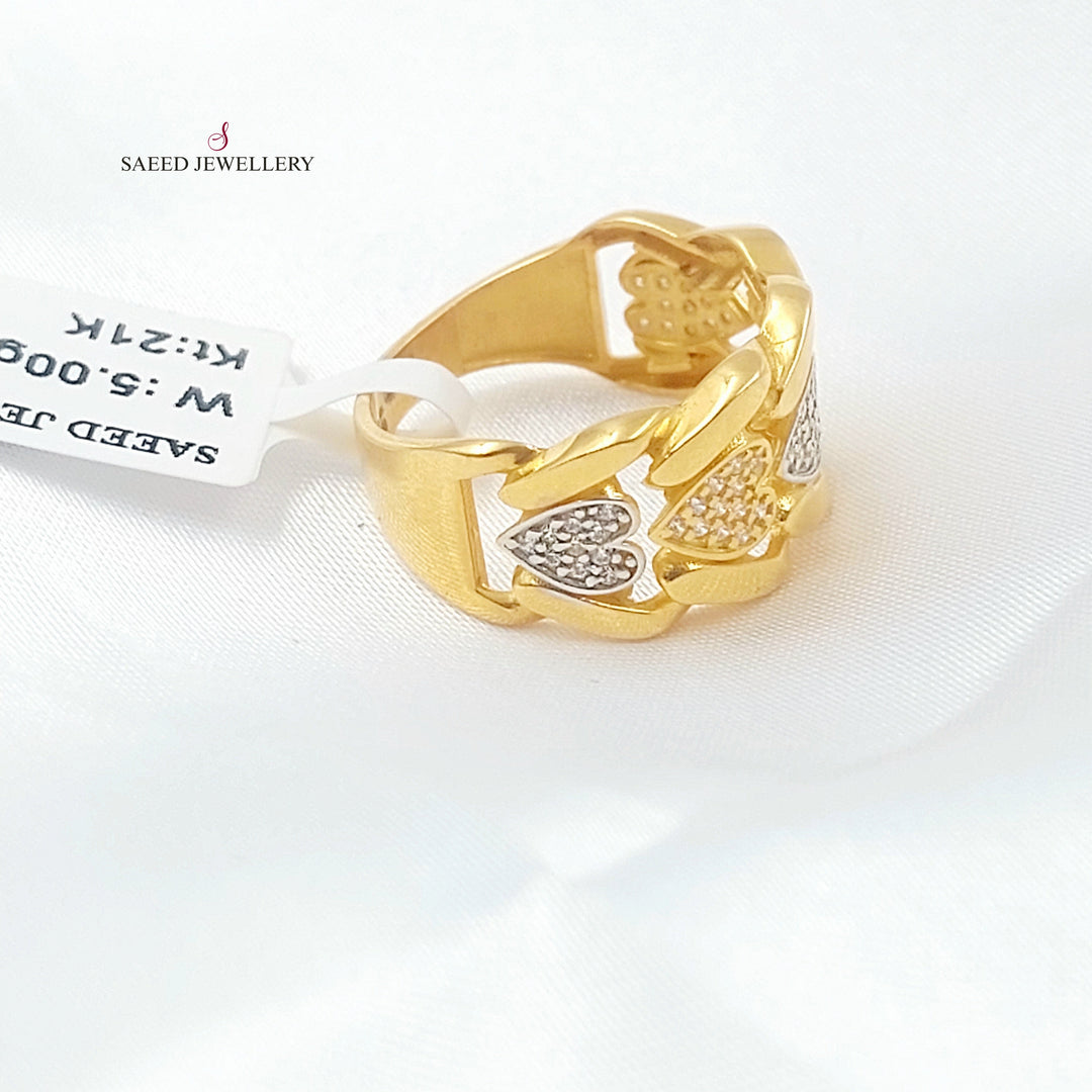 21K خاتم قلب مرصع-مجوهرات الشيخ سعيد-Saeed Jewelry 