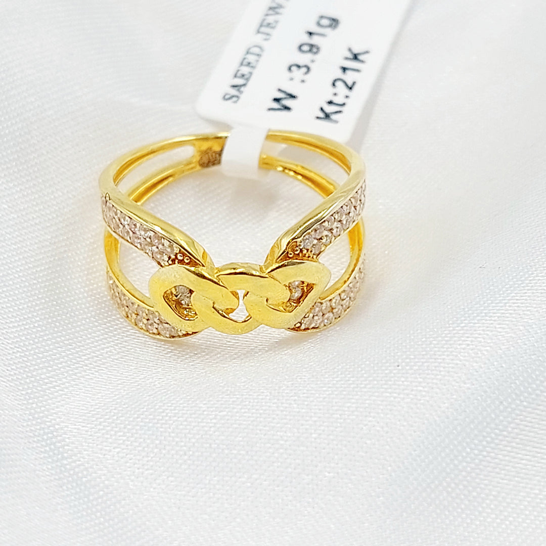 21K خاتم اكسترا مرصع-مجوهرات الشيخ سعيد-Saeed Jewelry 