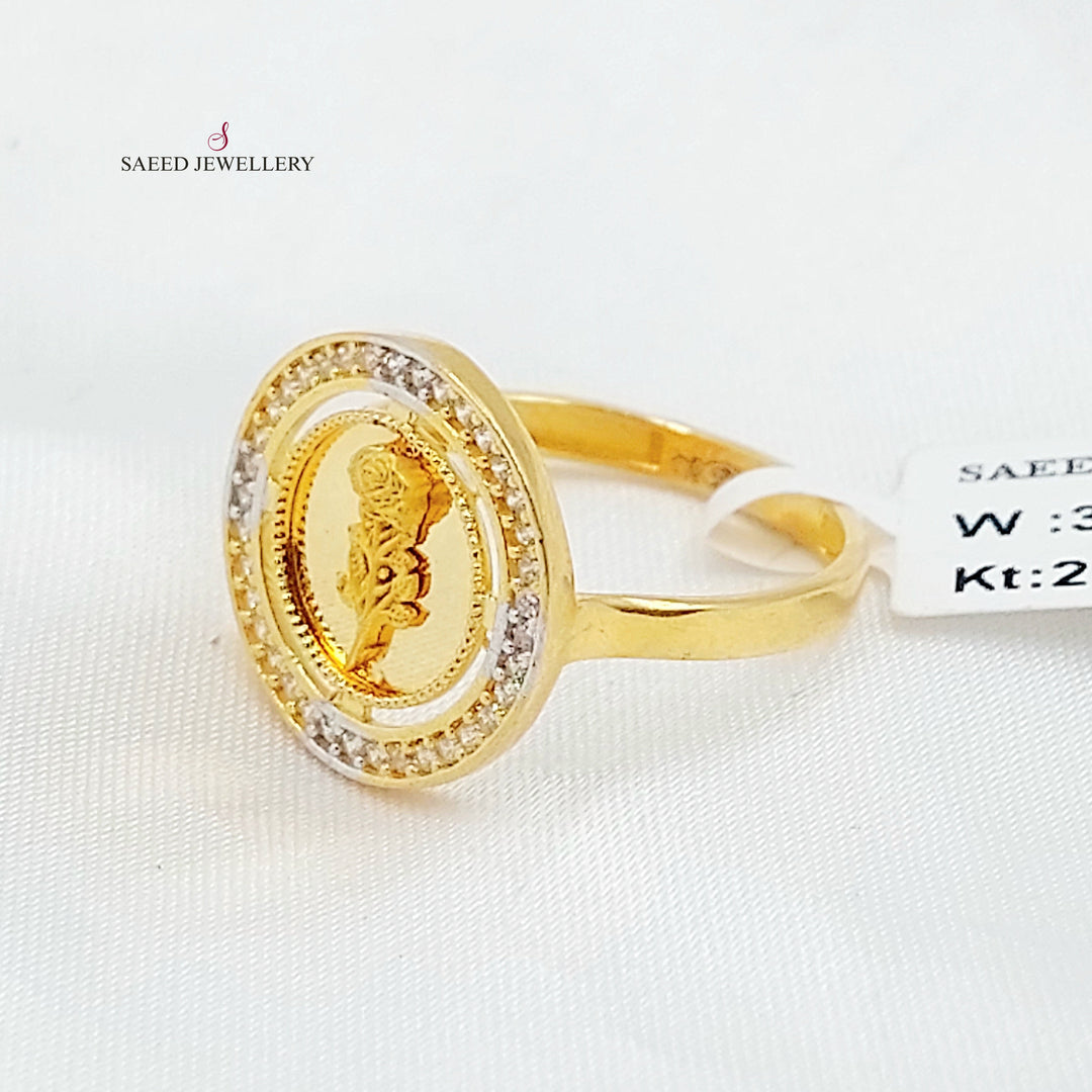 21K خاتم اونصه مرصع-مجوهرات الشيخ سعيد-Saeed Jewelry 