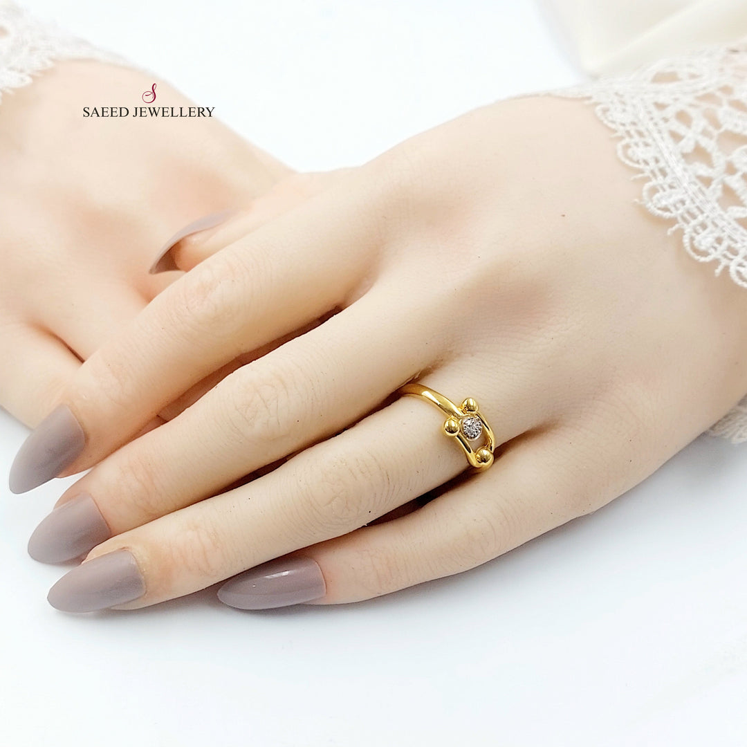 21K خاتم اكسترا مرصع-مجوهرات الشيخ سعيد-Saeed Jewelry 