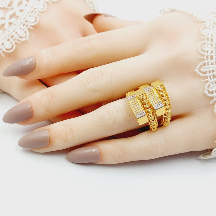 21K خاتم هرم مرصع-مجوهرات الشيخ سعيد-Saeed Jewelry 
