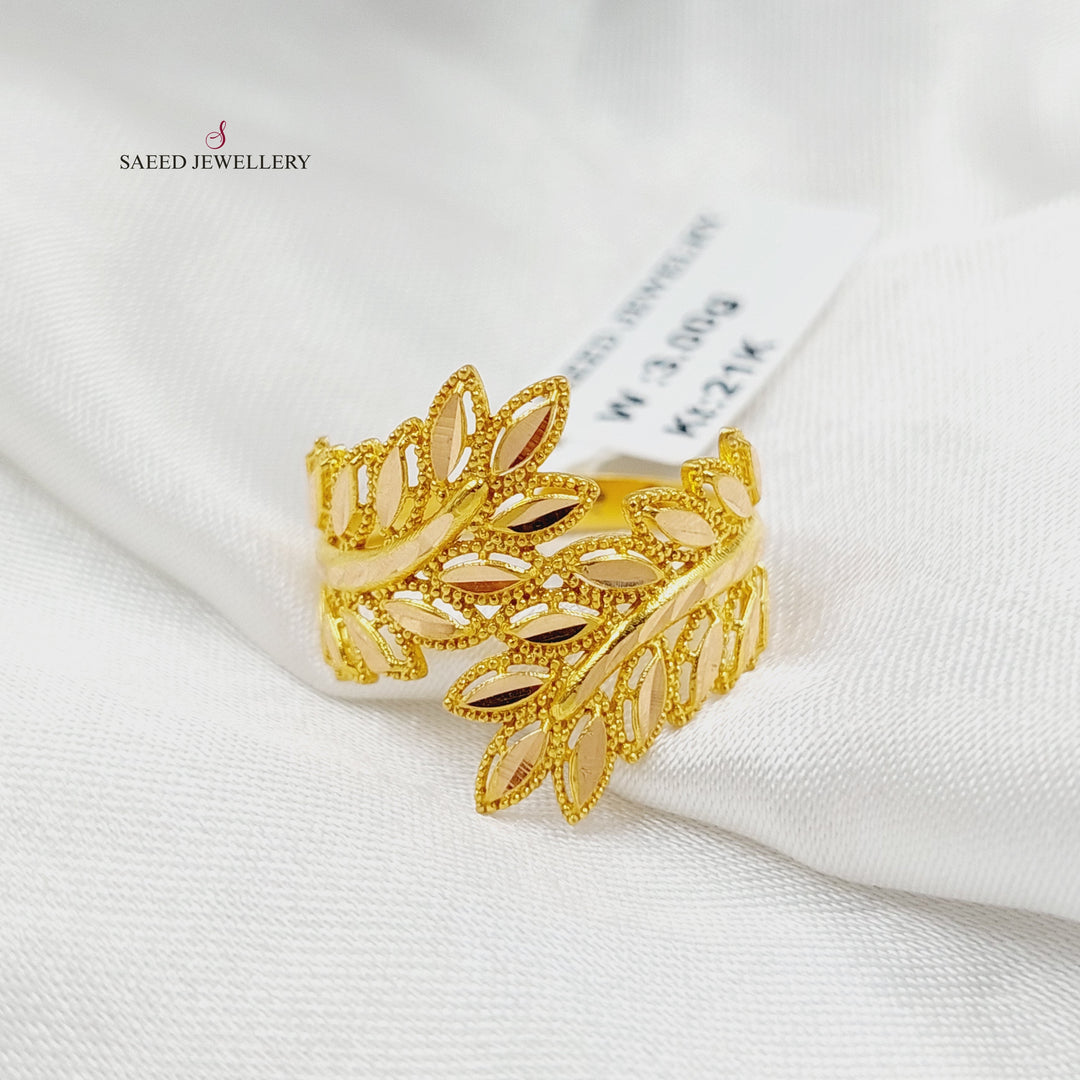 21K خاتم ورق الشجر-مجوهرات الشيخ سعيد-Saeed Jewelry 