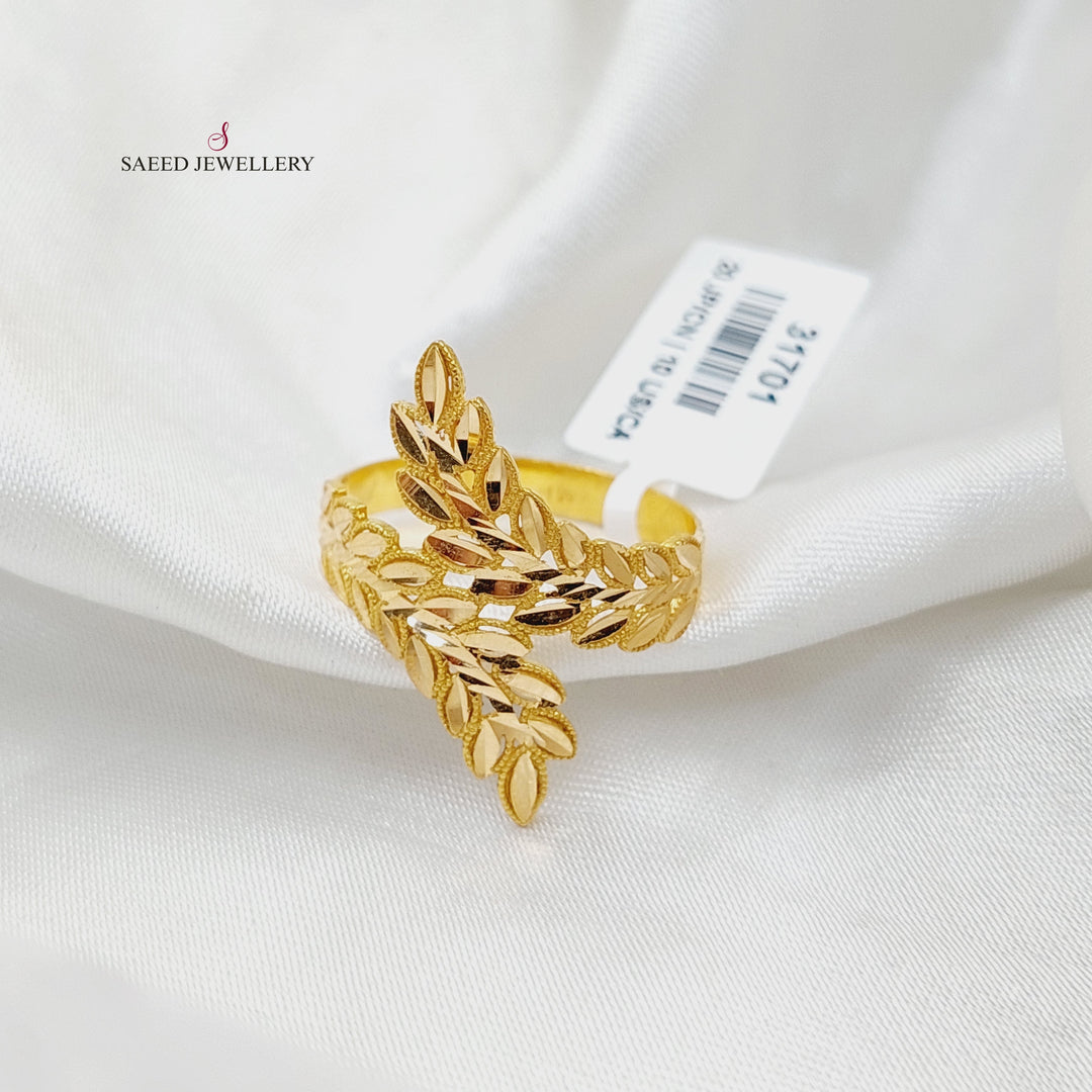 21K خاتم ورق الشجر-مجوهرات الشيخ سعيد-Saeed Jewelry 