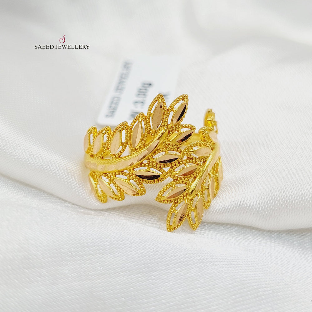 21K خاتم ورق الشجر-مجوهرات الشيخ سعيد-Saeed Jewelry 
