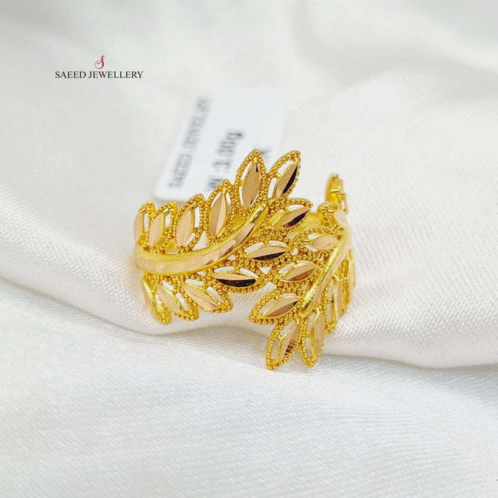 21K خاتم ورق الشجر-مجوهرات الشيخ سعيد-Saeed Jewelry 