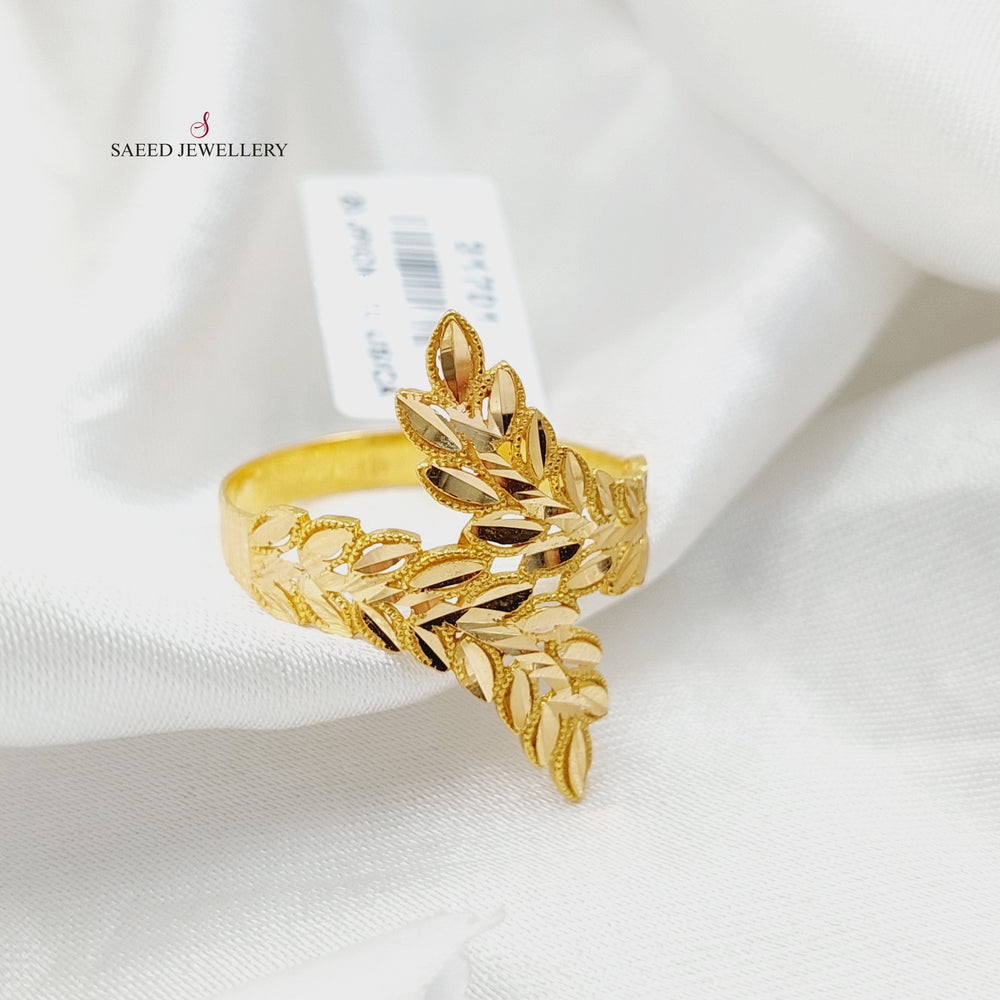 21K خاتم ورق الشجر-مجوهرات الشيخ سعيد-Saeed Jewelry 