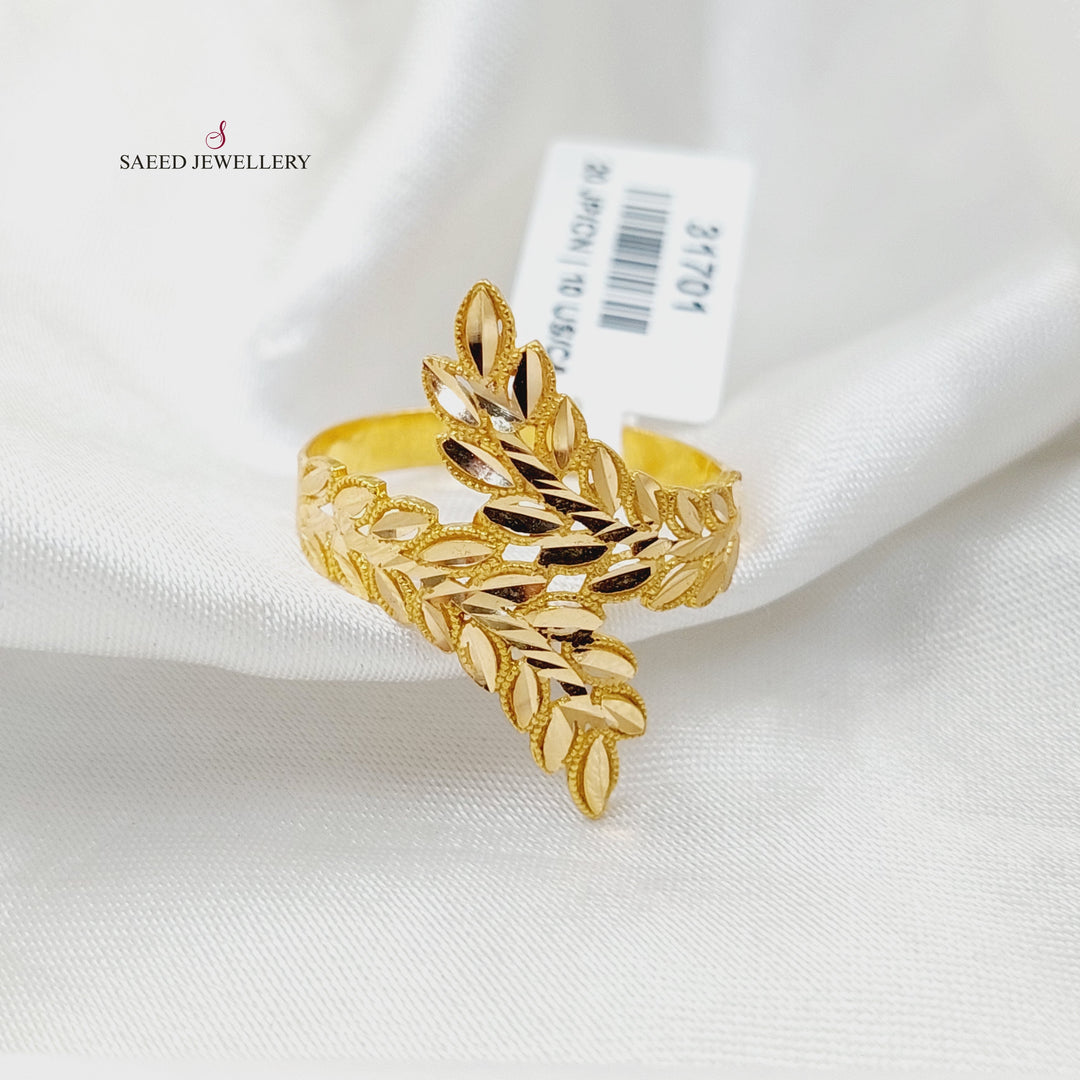 21K خاتم ورق الشجر-مجوهرات الشيخ سعيد-Saeed Jewelry 