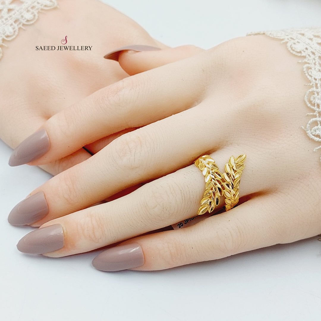 21K خاتم ورق الشجر-مجوهرات الشيخ سعيد-Saeed Jewelry 