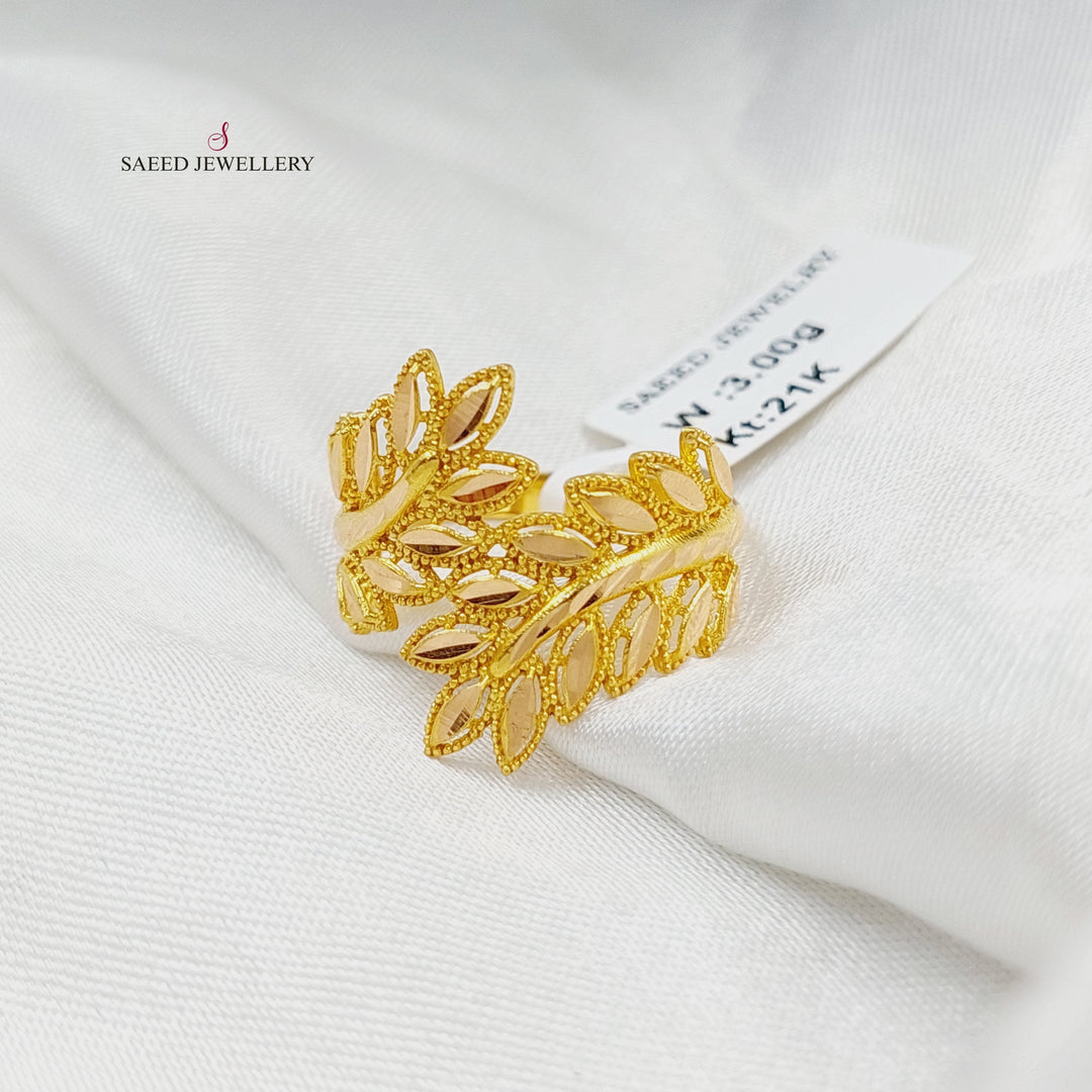 21K خاتم ورق الشجر-مجوهرات الشيخ سعيد-Saeed Jewelry 