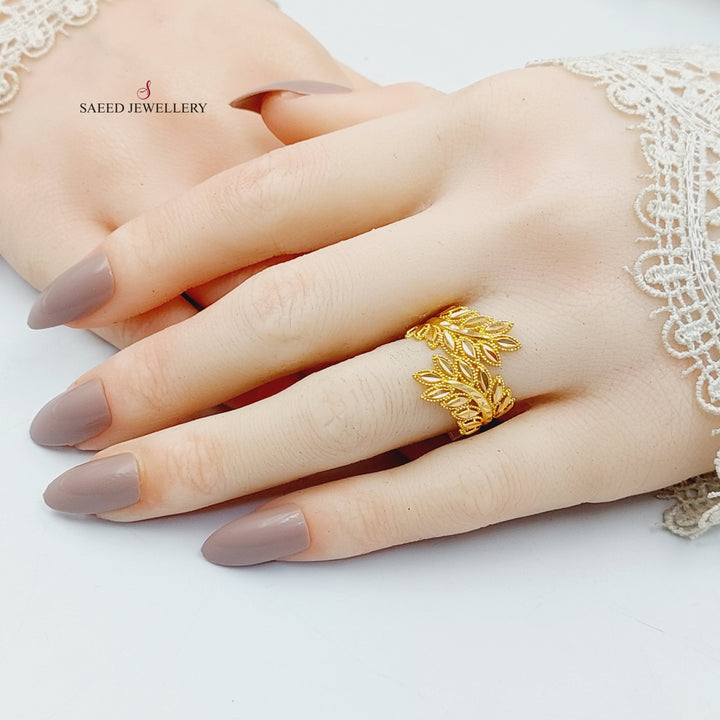 21K خاتم ورق الشجر-مجوهرات الشيخ سعيد-Saeed Jewelry 