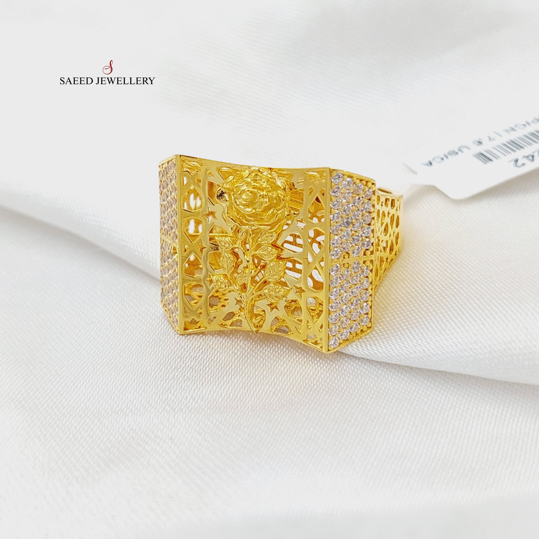 21K خاتم اكسترا مرصع-مجوهرات الشيخ سعيد-Saeed Jewelry 