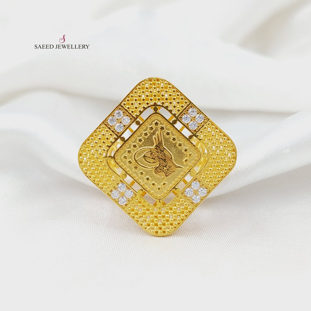 21K خاتم رشادي مرصع-مجوهرات الشيخ سعيد-Saeed Jewelry 