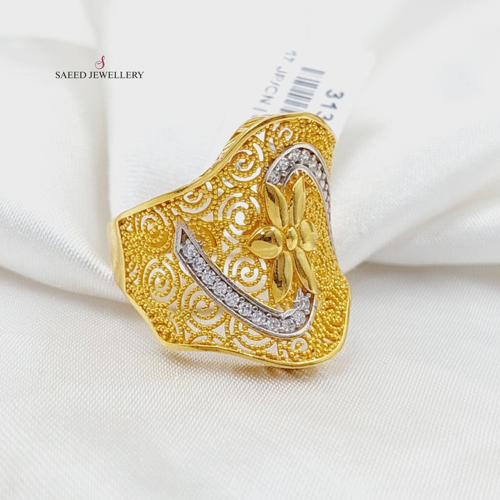 21K خاتم شكلة مرصع-مجوهرات الشيخ سعيد-Saeed Jewelry 