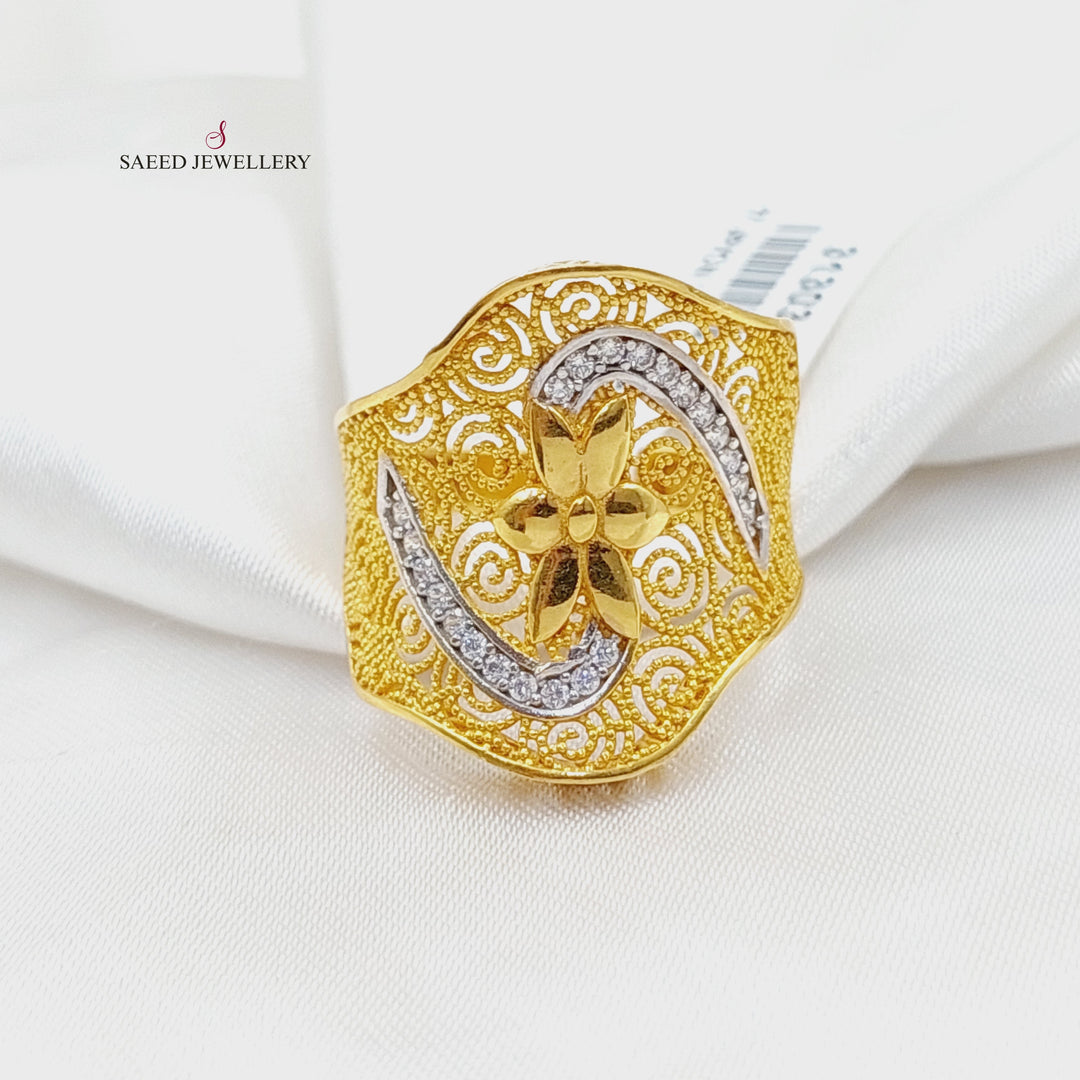 21K خاتم شكلة مرصع-مجوهرات الشيخ سعيد-Saeed Jewelry 