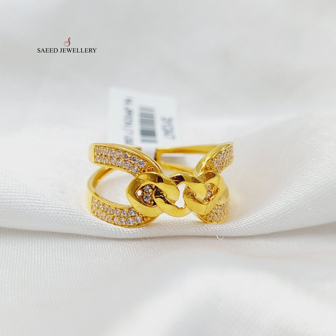 21K خاتم اكس مرصع-مجوهرات الشيخ سعيد-Saeed Jewelry 